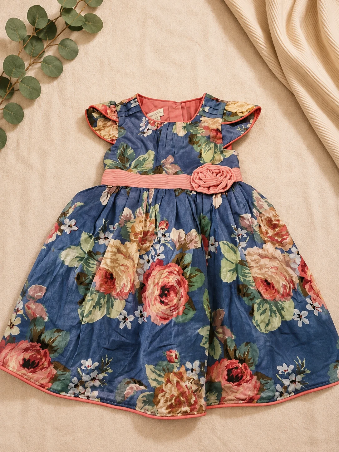 Blue floral monsoon party dress 12-18 months