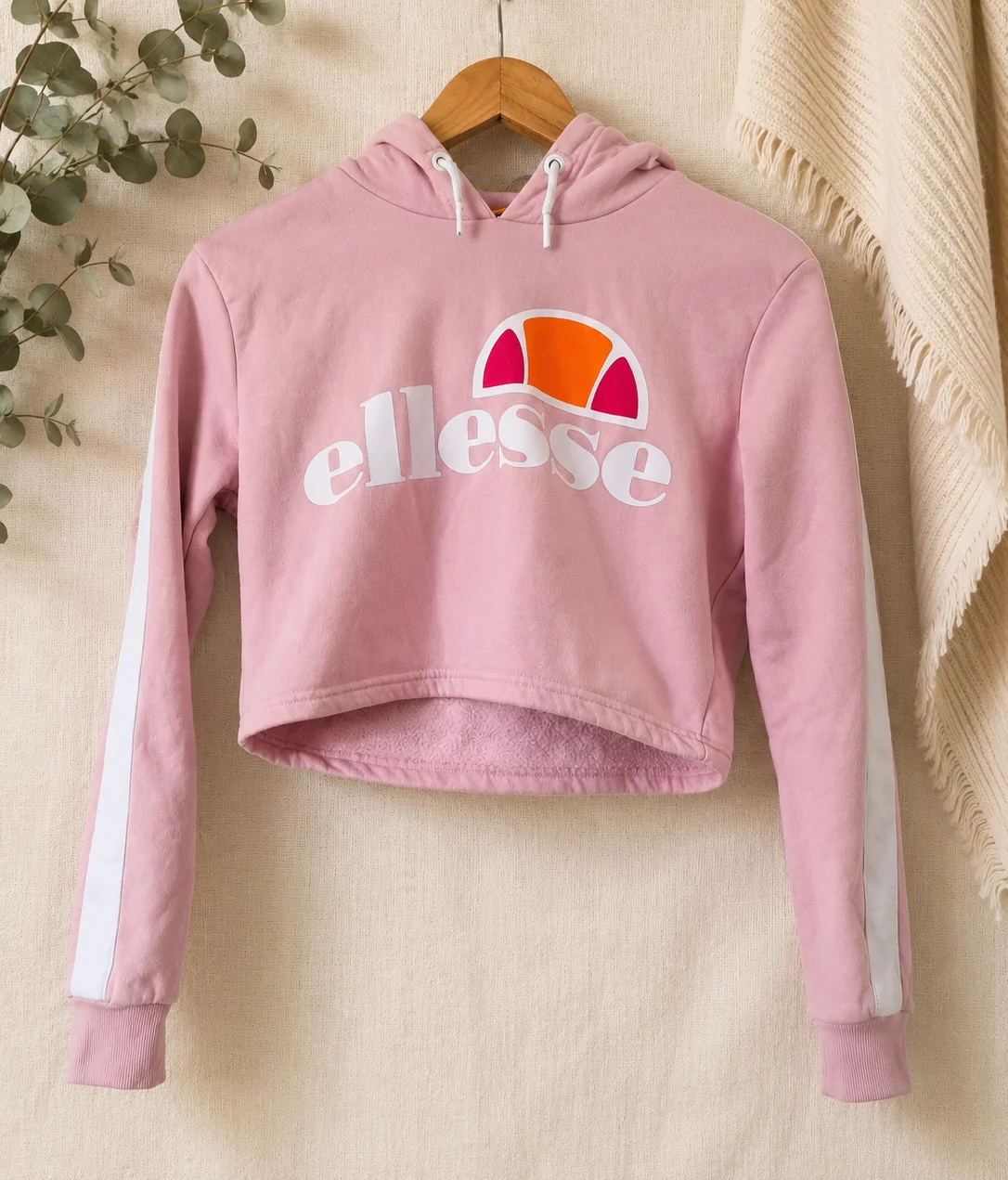 Women’s Pink Cropped Hoodie Logo Sweatshirt UK 6 0087