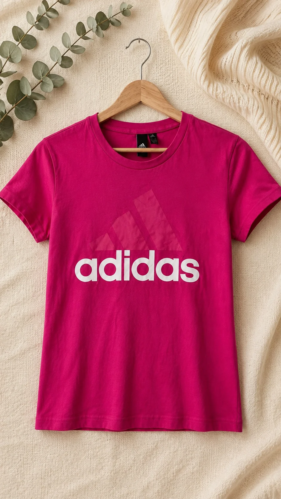 Adidas Women’s Pink Logo T-Shirt Size M UK 12–14 0074