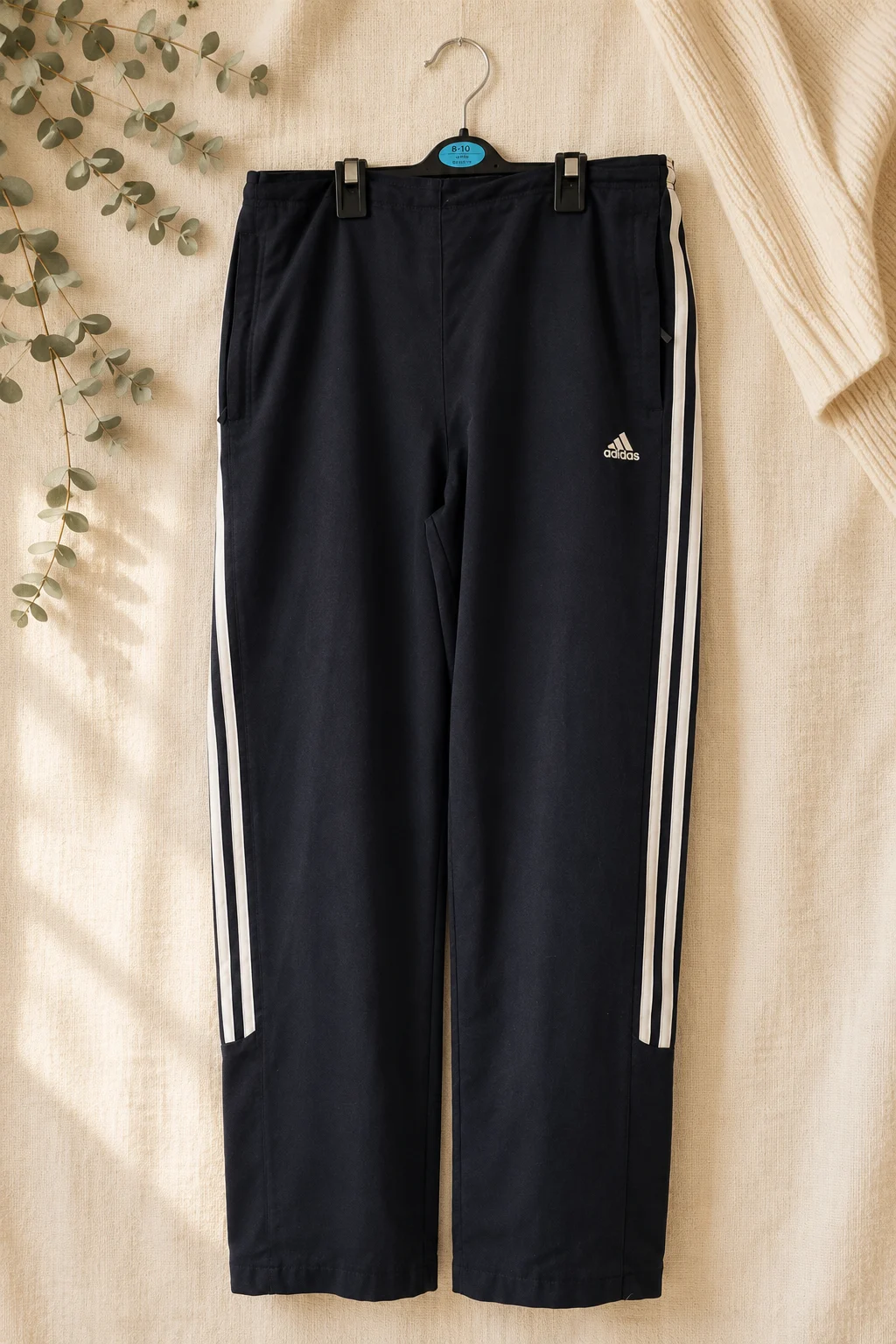 Adidas Women’s Navy 3 Stripe Track Pants Joggers UK 12 0084