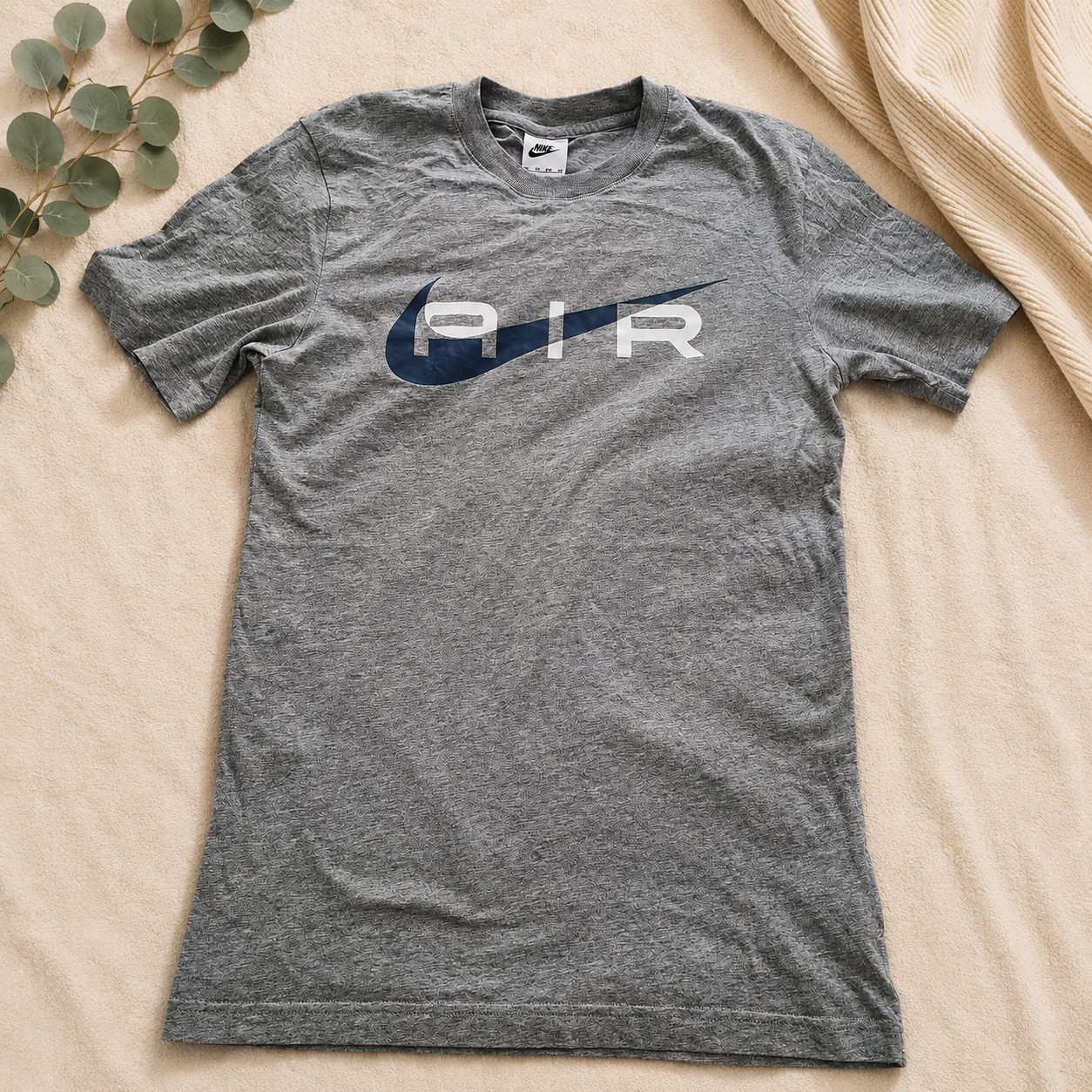Nike Air Graphic T-Shirt Grey/Blue Logo Size XS