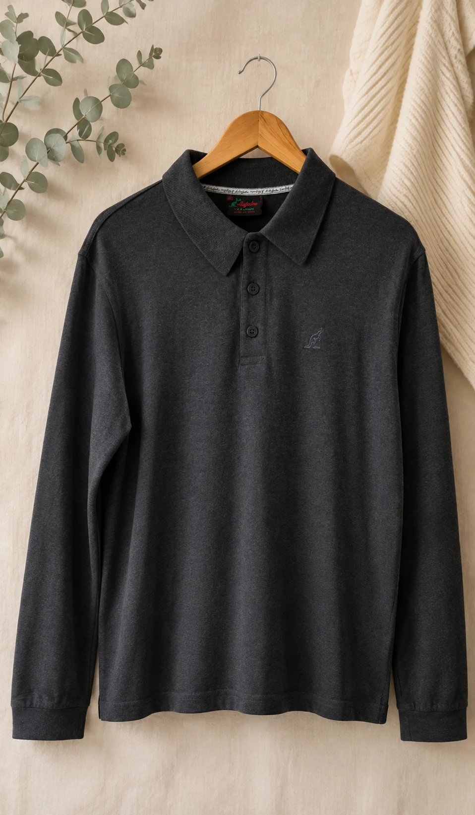 Australian by L’Alpina Men’s Long Sleeve Polo Shirt Grey Size L / IT 50 Made Italy B51