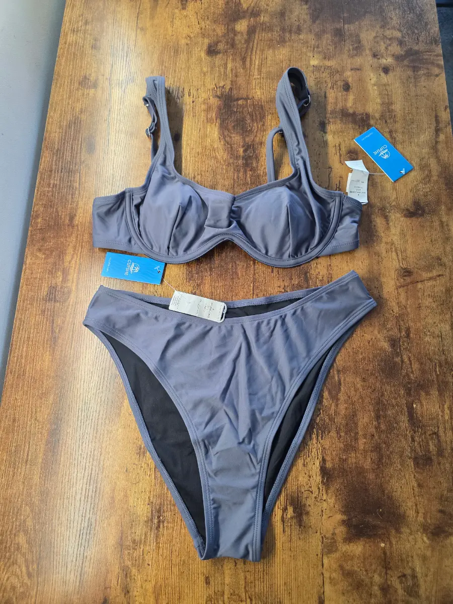 Cupshe grey underwired padded bikini swimsuit M UK12