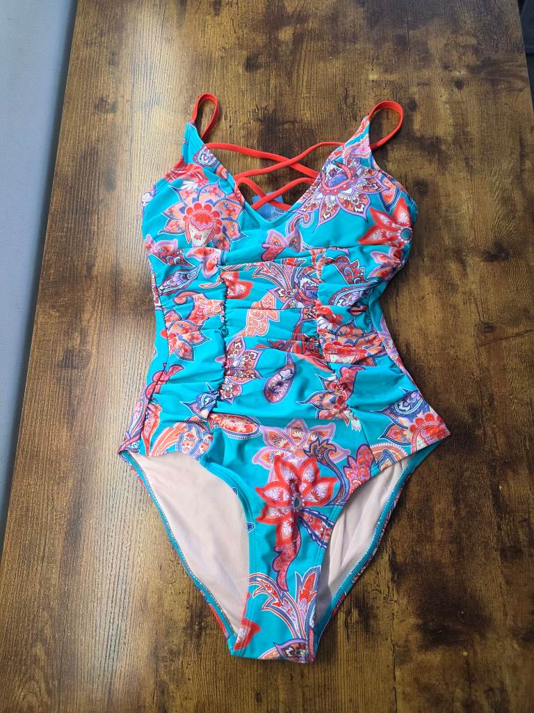 Cupshe teal tummy control swimsuit S UK10