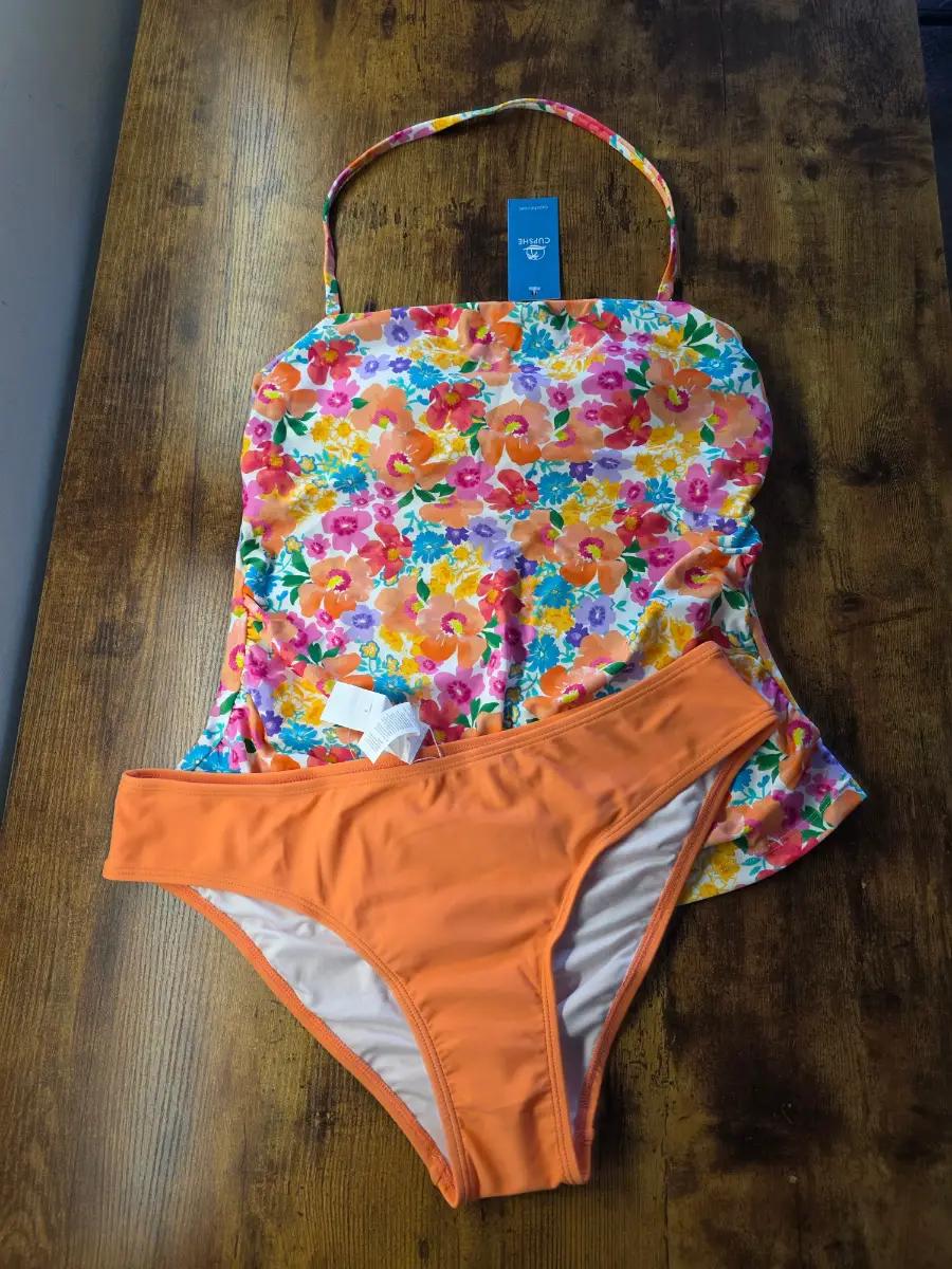 Cupshe orange tankini swimsuit with removable straps M UK12