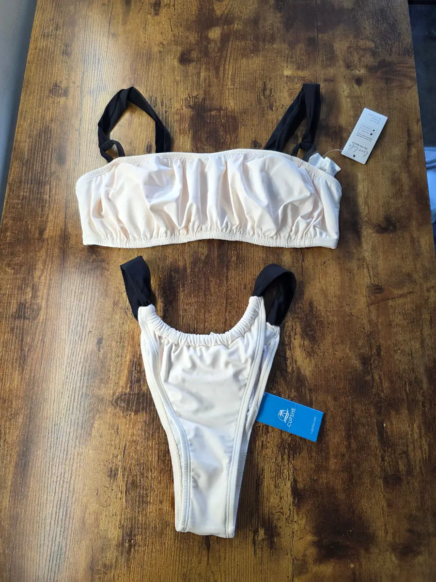 Cusphe cream black bikini swimsuit M UK12