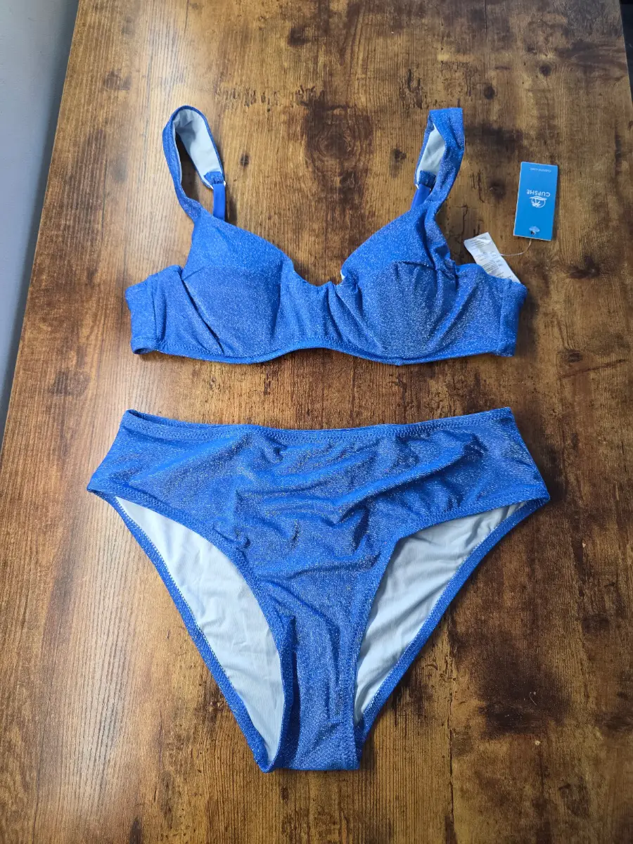 Cupshe blue underwired padded bikini swimsuit M UK 12