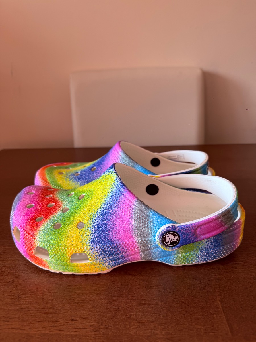 Spray Dye Rainbow Crocs Ladies Size UK 6