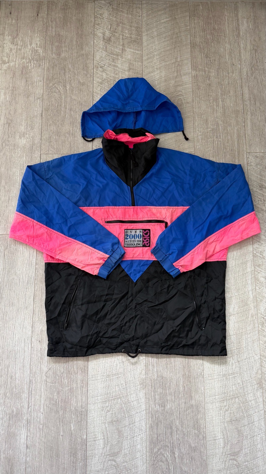 Vintage 90s over 2000 ASICS Trekking colourblock Windbreaker jacket XL