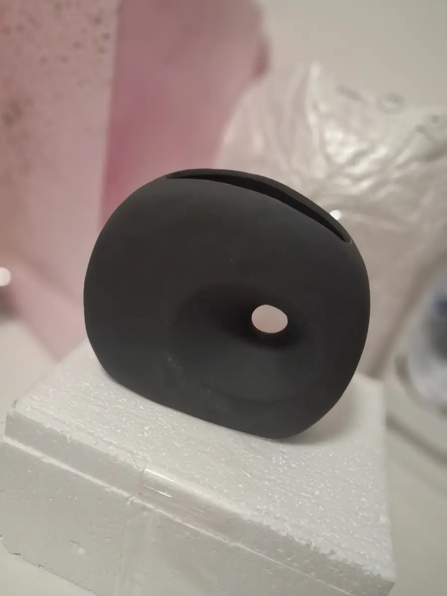 Kelly Hoppen small matte black circular ceramic vase