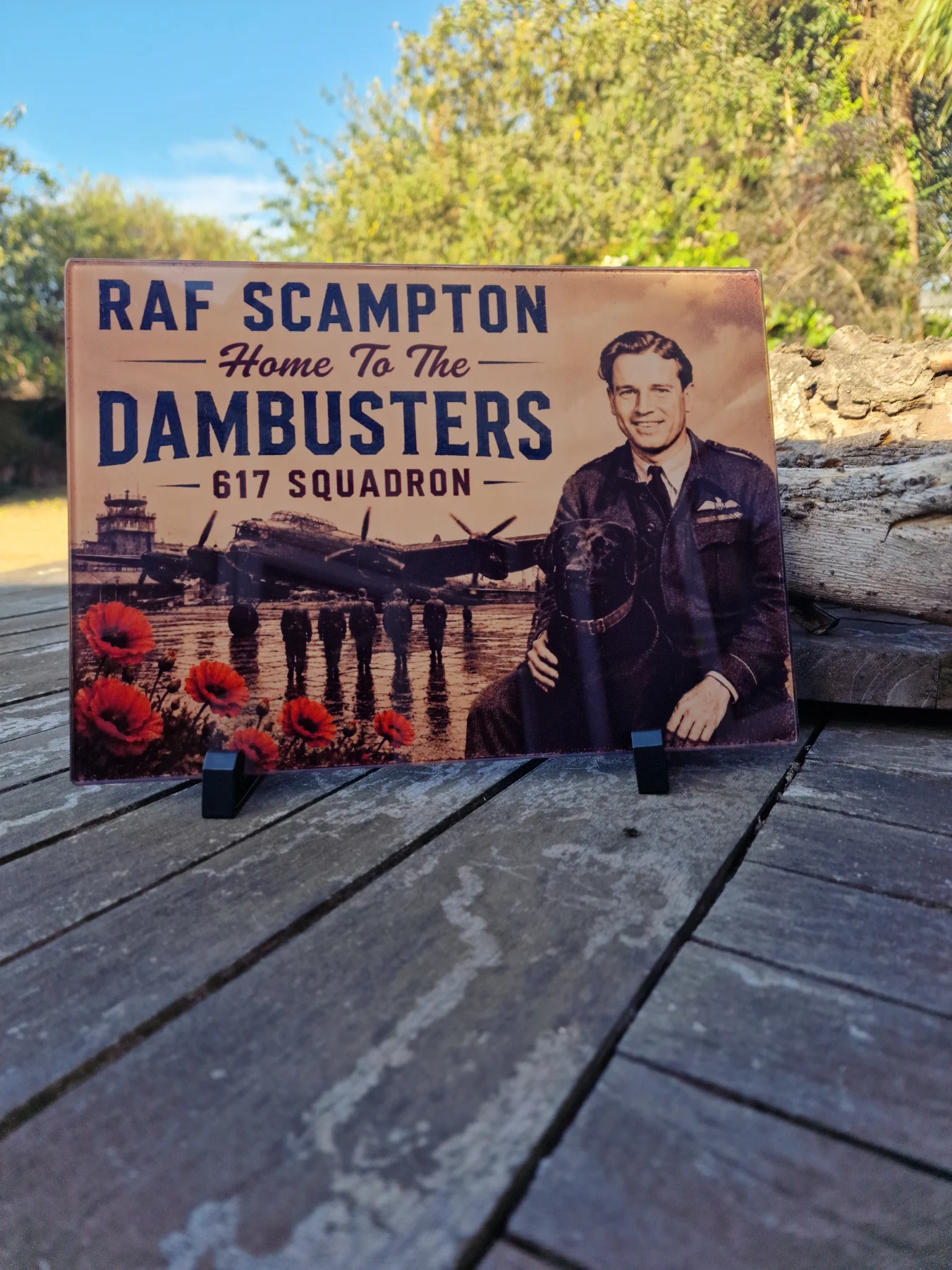 RAF Scampton Dambusters 617 Squadron A3 Glass Chopping Board – Lancaster WW2 Aviation