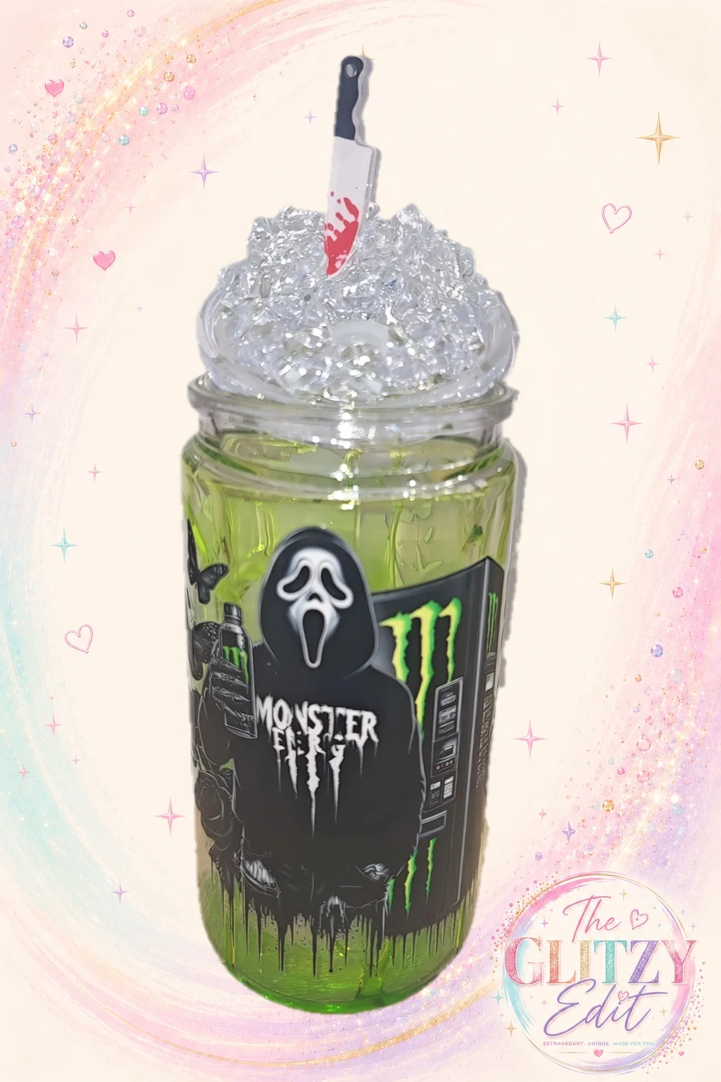 Scream Monster Energy Drip Snowglobe Tumbler 16oz