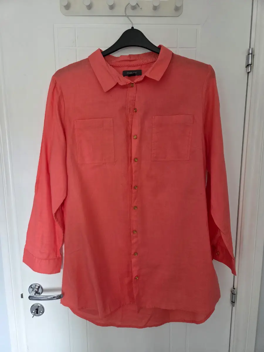 Primark Women's Coral Pink 100% cotton Button-Down Blouse Shirt size 16