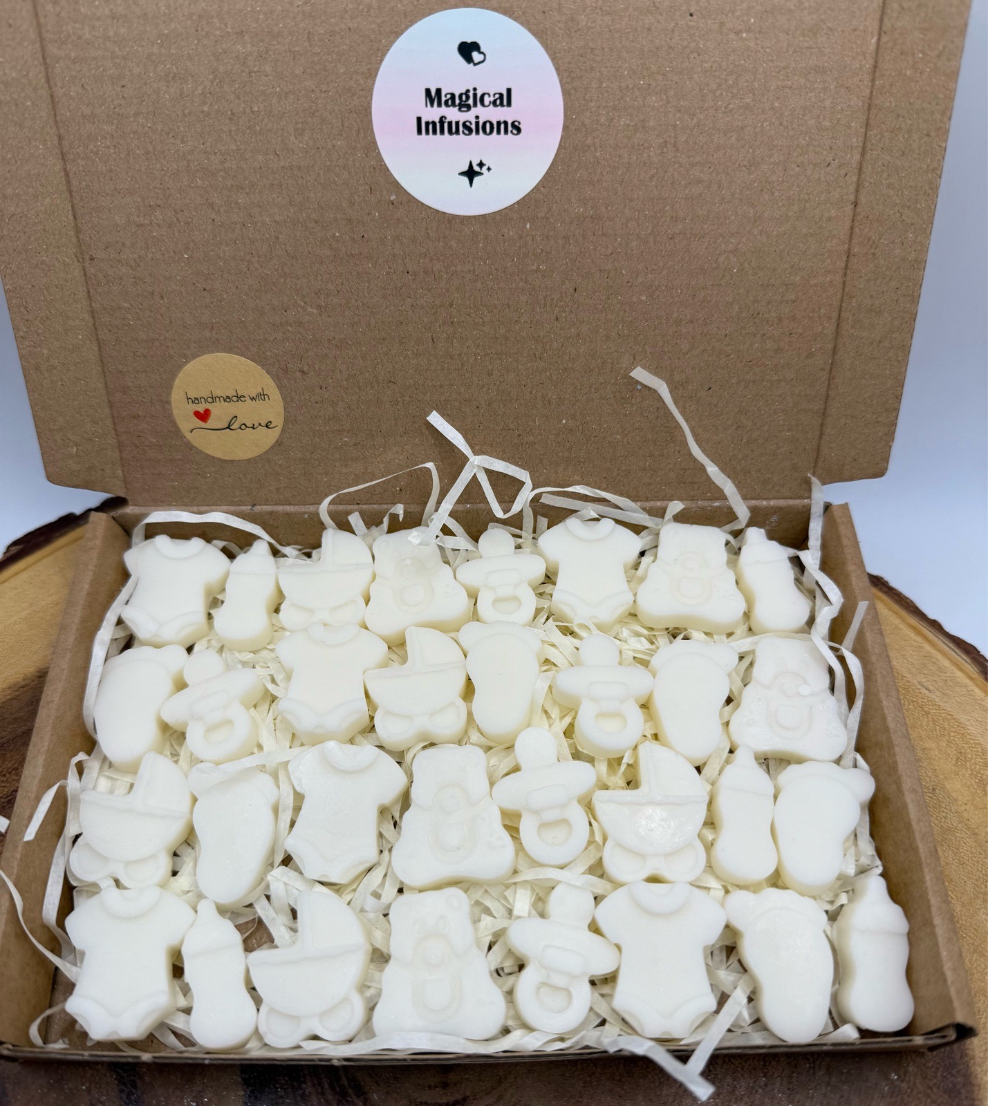 Handmade Wax Melts, baby theme design, baby powder fragrance, ideal for baby shower favours parties