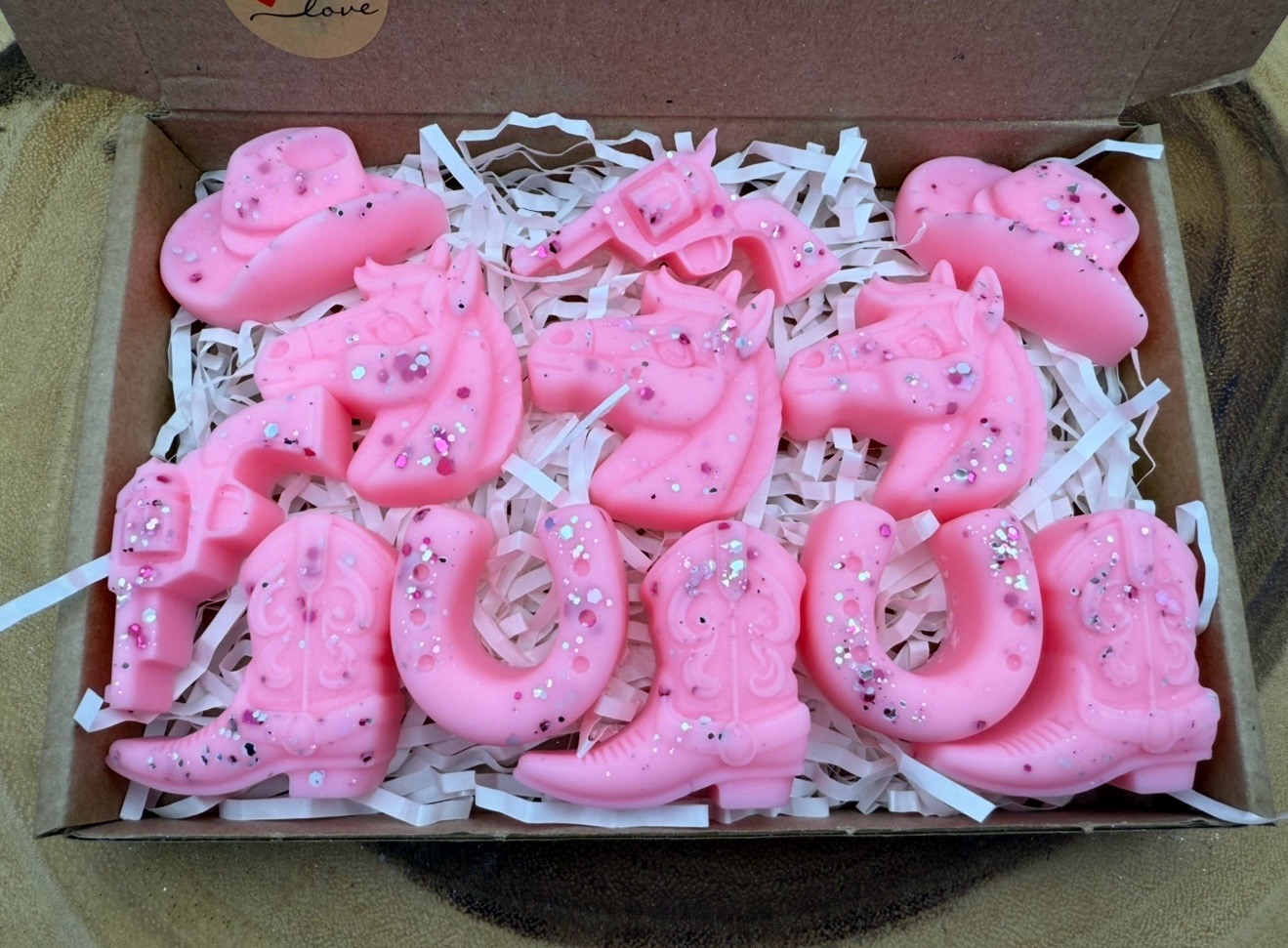 Cowgirl themed wax melts in Snow Angel fragrance western cowboy
