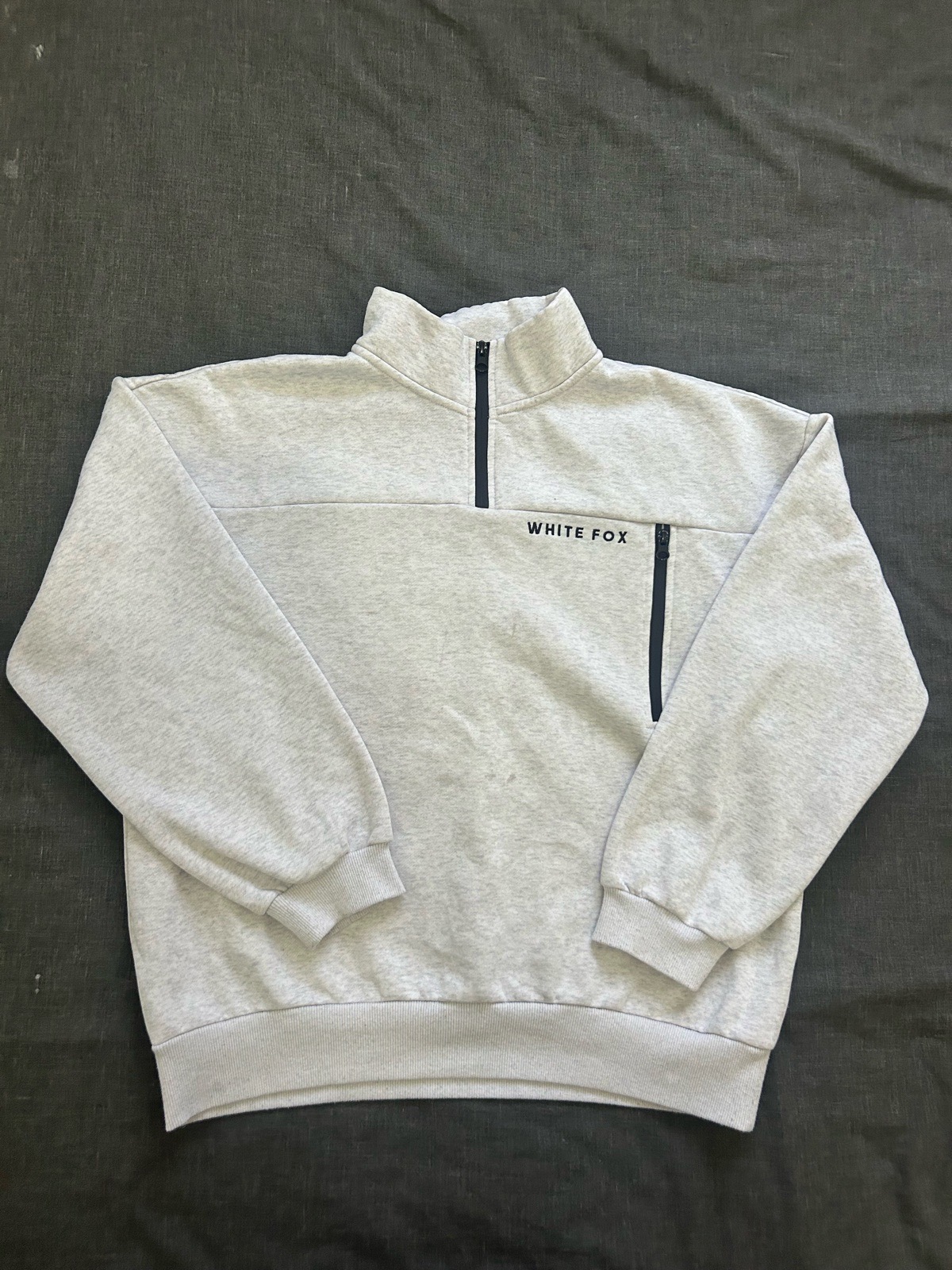 Grey white fox 1/4 zip sweater size - S/M