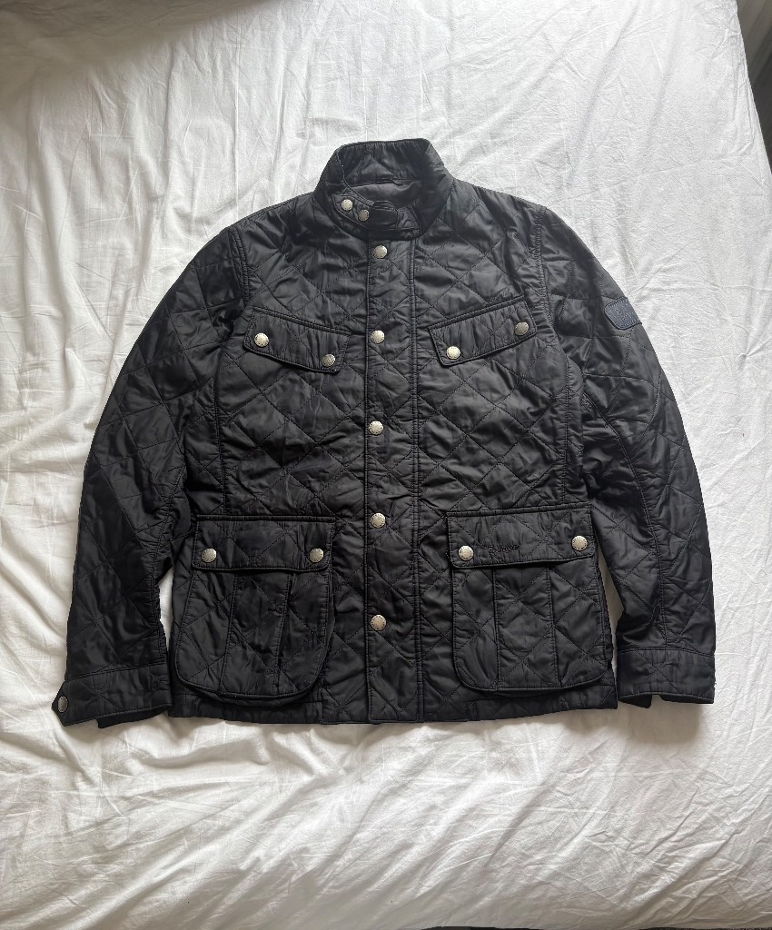 Barbour International Men’s Black Quilted Stand-Up Collar Zip Jacket