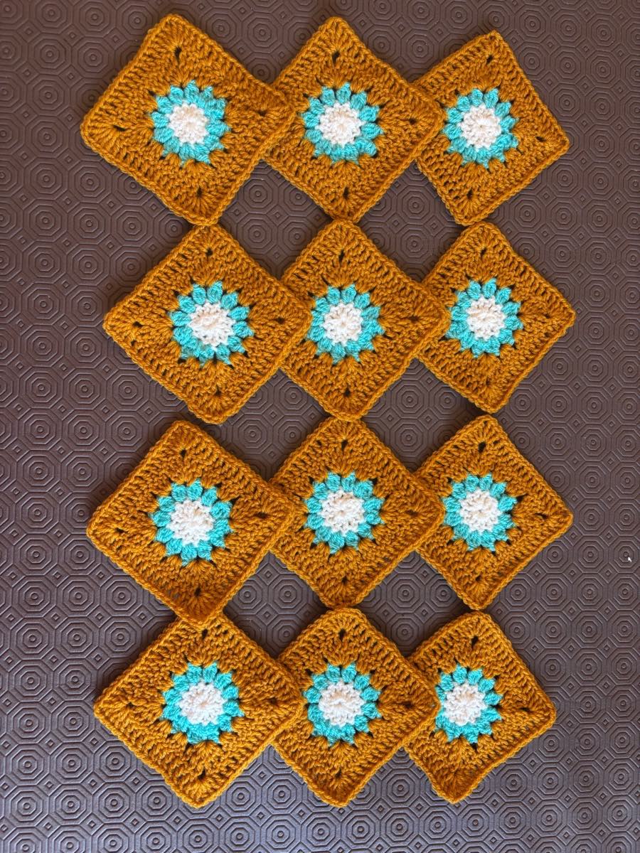 Handmade crocheted granny squares. NEW approx 4”Square