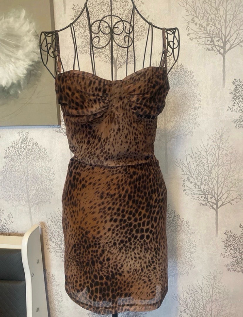Motel Lestila Mini Dress in Rar Leopard Mesh