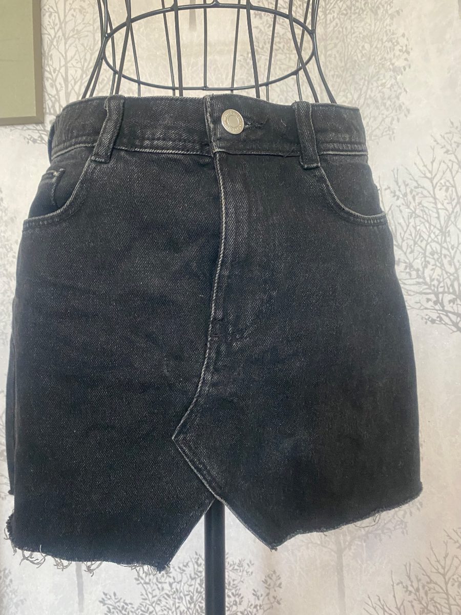 Zara Black Denim Mini Skirt