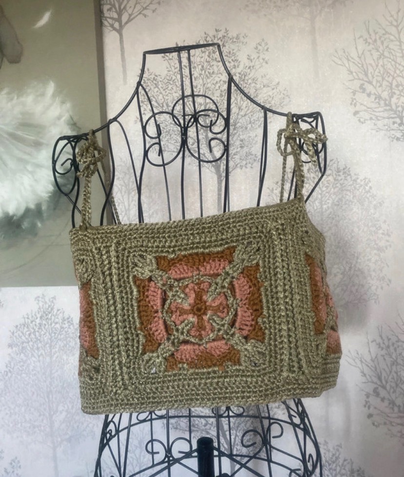 Zara Boho Knit Tie-Shoulder Crop Top - Size L - New with Tags
