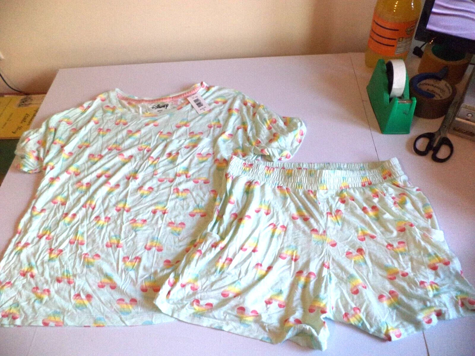 BNWT Disney mickey mouse women's 2 piece Pajamas shorts Lounge Set s size 8 10 12