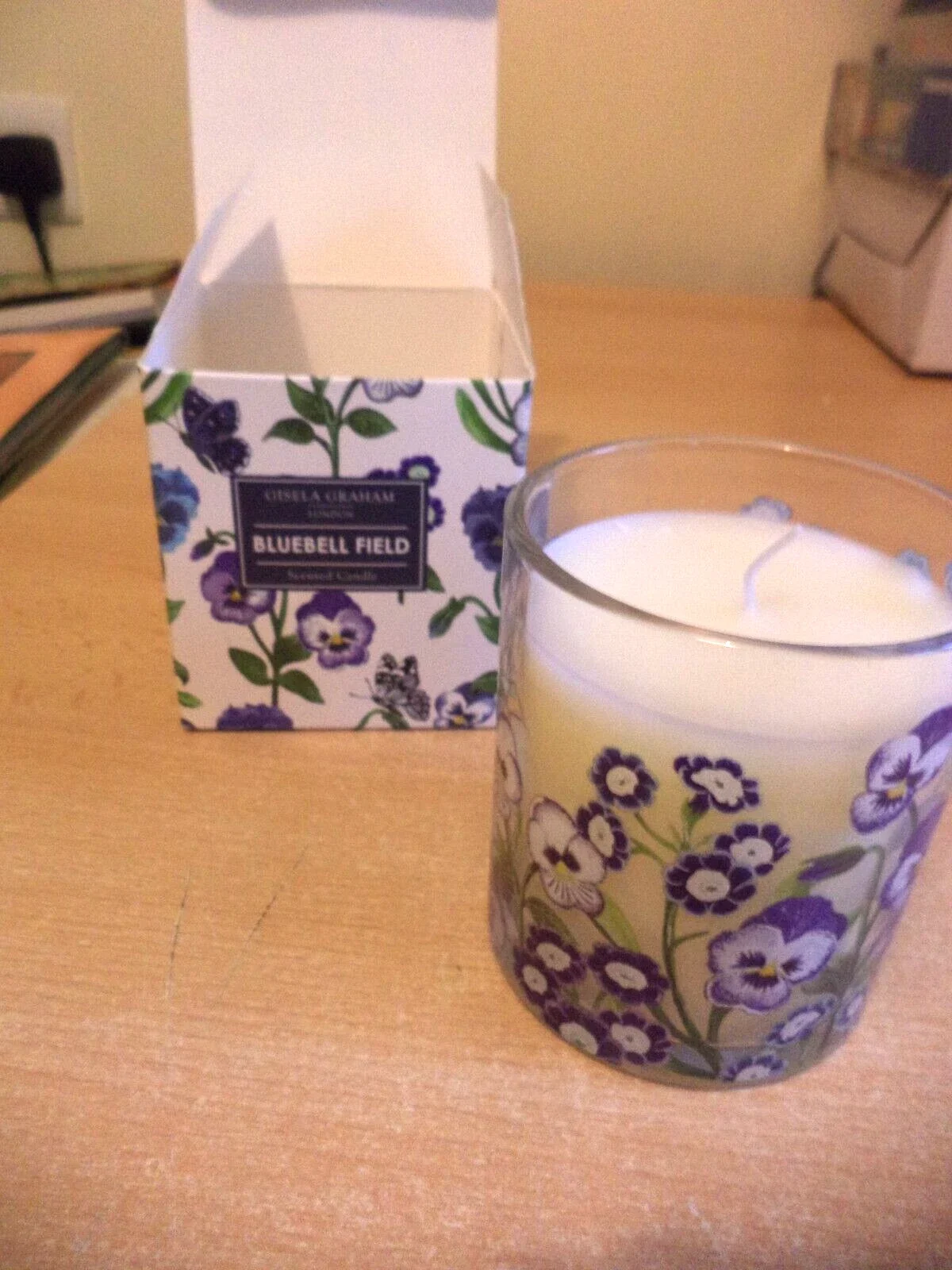 23 Hour Burn Viola Pansy Boxed Candle Gisela Graham Bluebell Field Scented
