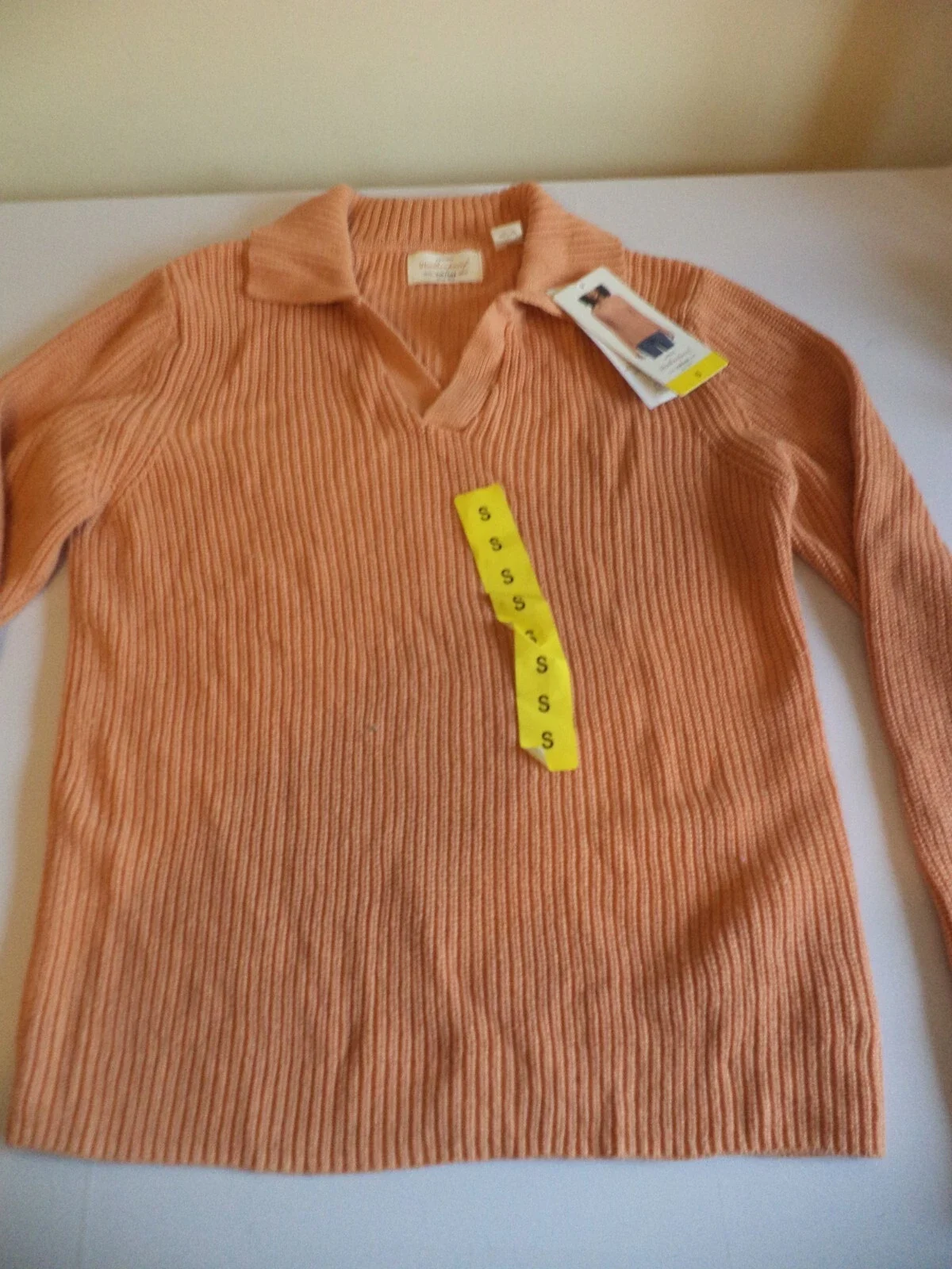 BNWT Weatherproof Vintage Women's chunky jumper pullover size small 10/12 orange