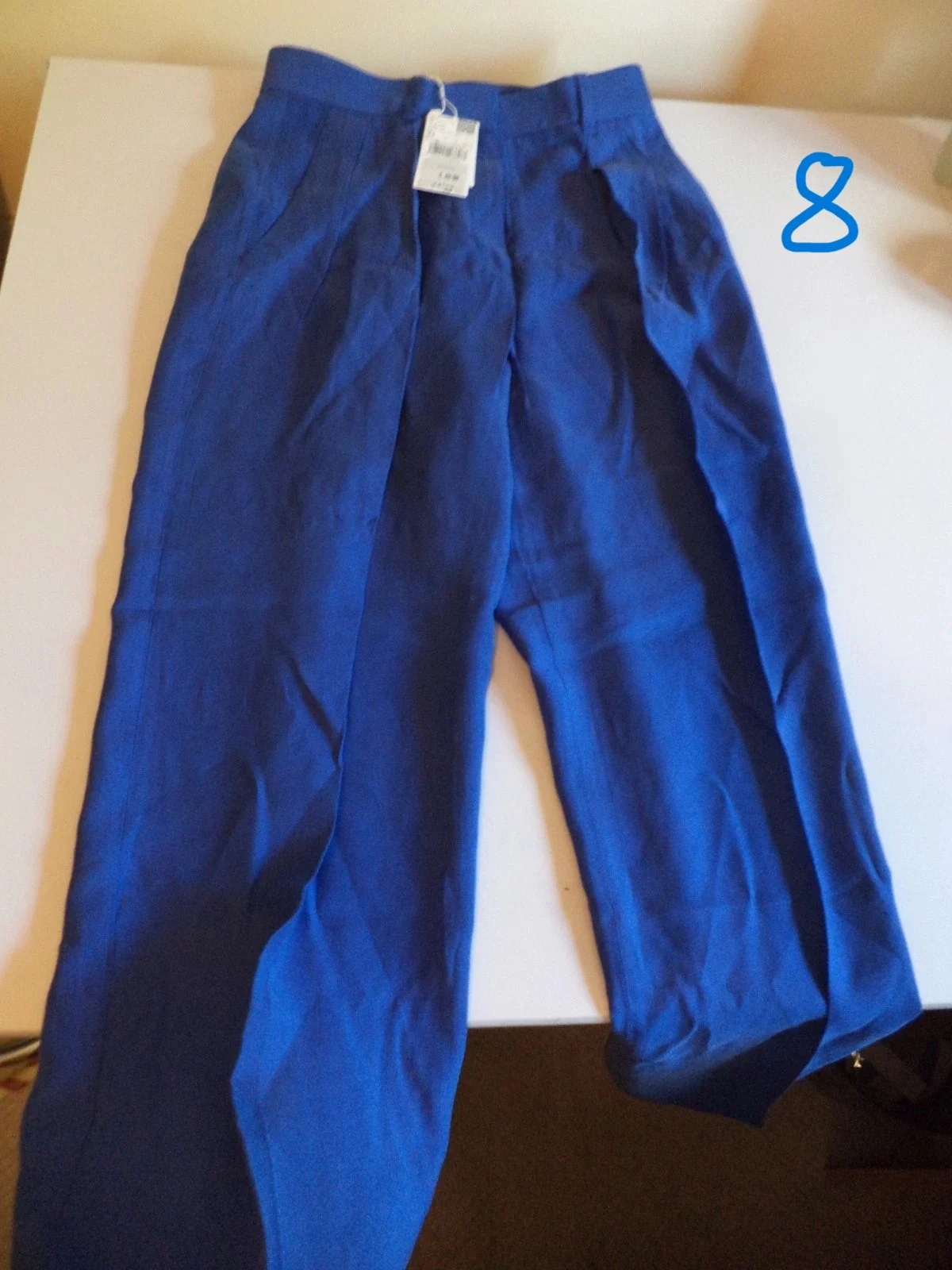BNWT Mango MNG blue wide leg women's smart Trousers Size Eur 36 uk 8 RRP £50
