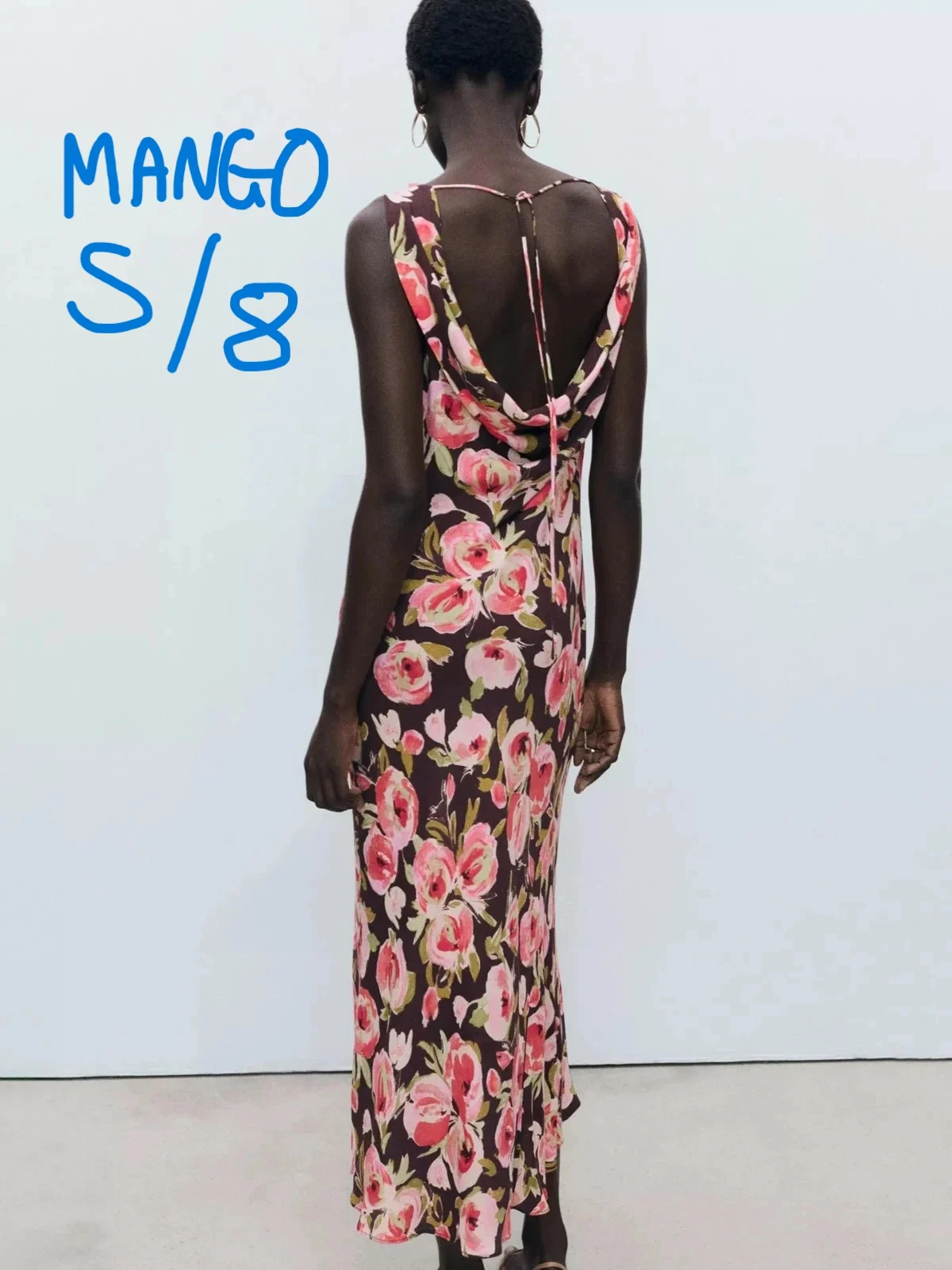 BNWT Mango Floral open back Maxi Dress wedding summer prom evening small size 8
