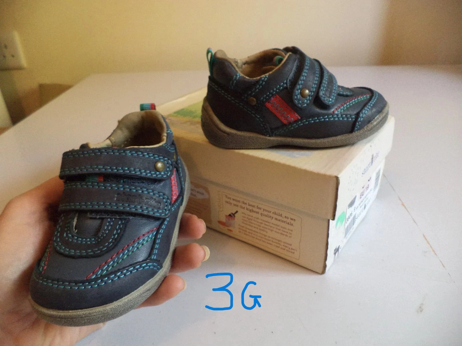 clarks boys girls start-rite soft leo navy leather Shoes baby size 3 3G EU 19