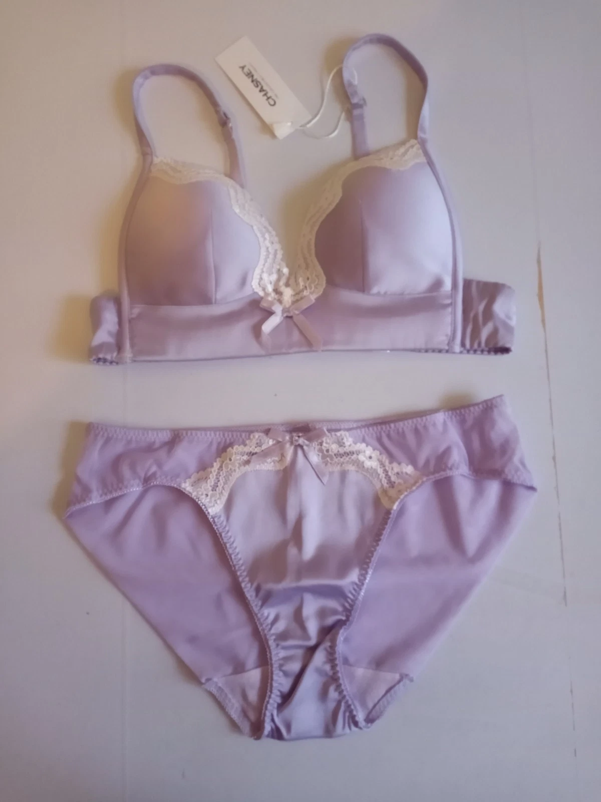 BNWT chasney lilac bra & knickers women's underwear set non wired padded small size 6 8 10