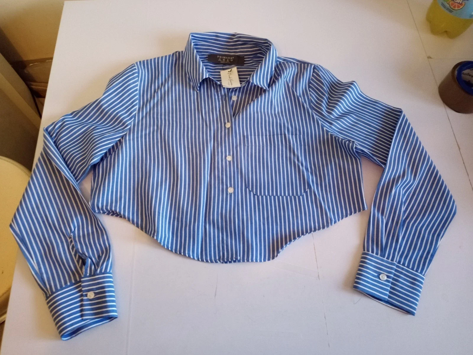 BNWT Primark Paula Echevarria striped cropped women's top smart shirt size 12