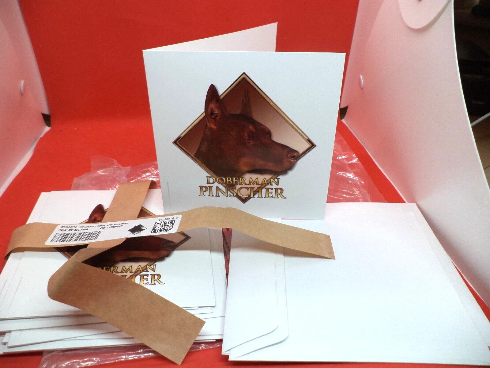 12 DOBERMAN PINSCHER DOG blank greetings cards notecards thank you cards & envelopes USA 3DROSE