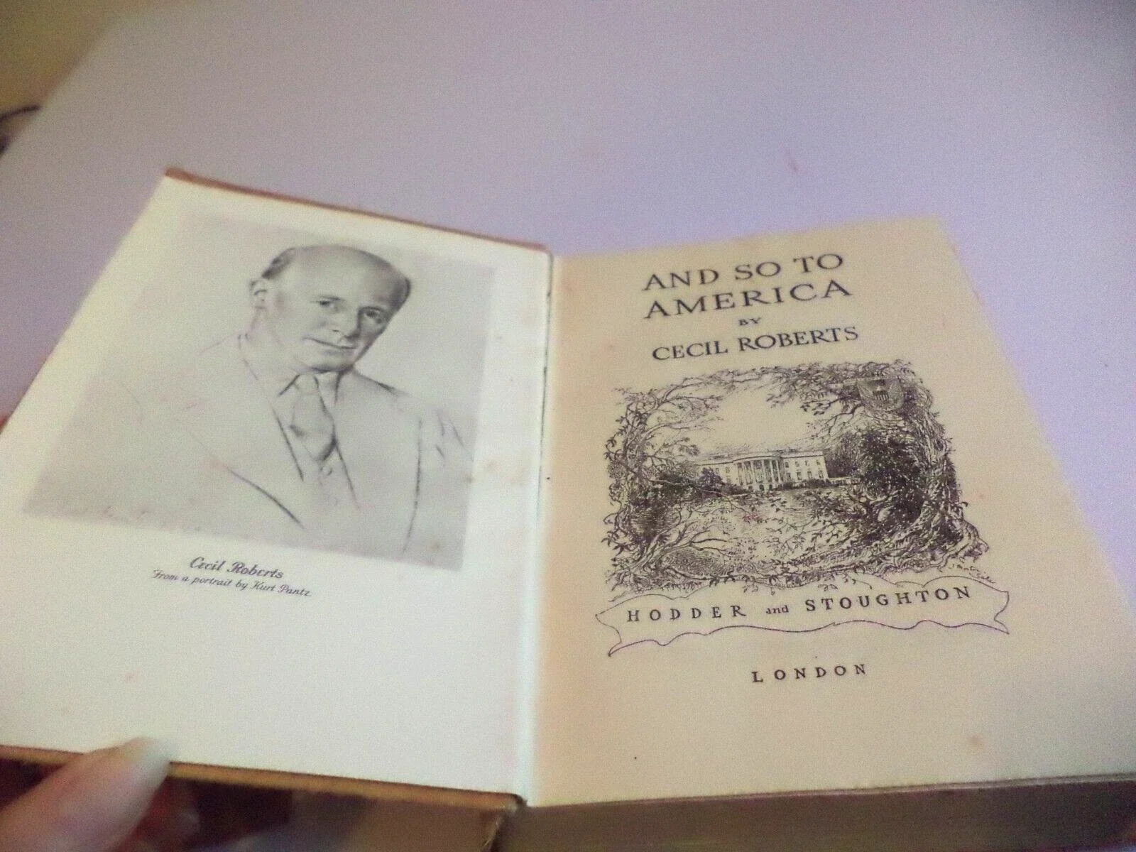 AND SO TO AMERICA old vintage book CECIL ROBERTS 1940S 1ST EDITION TRAVEL