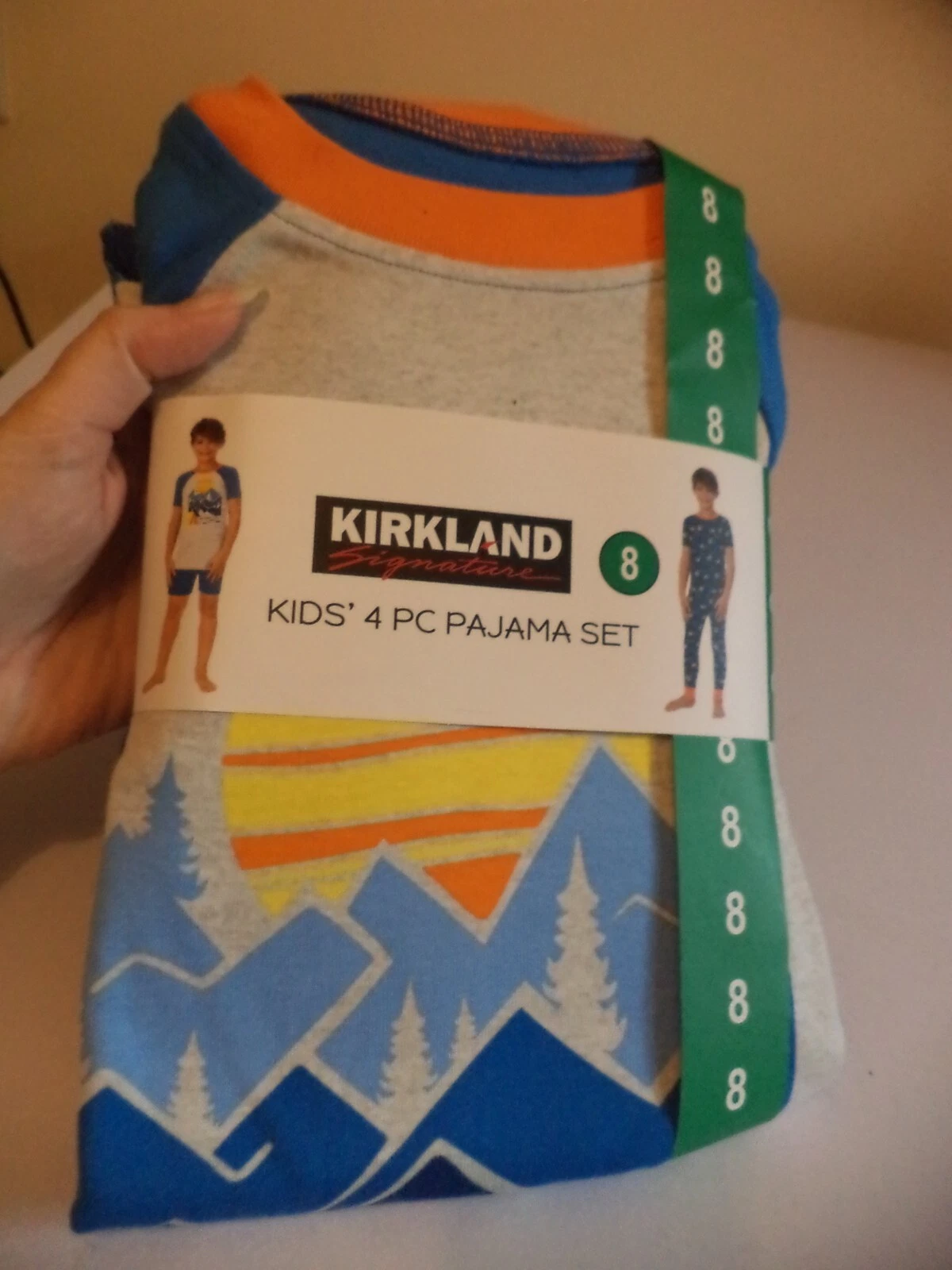 kirkland kids 4 piece pajamas pyjamas set boys age 8 childrens PJs nightwear