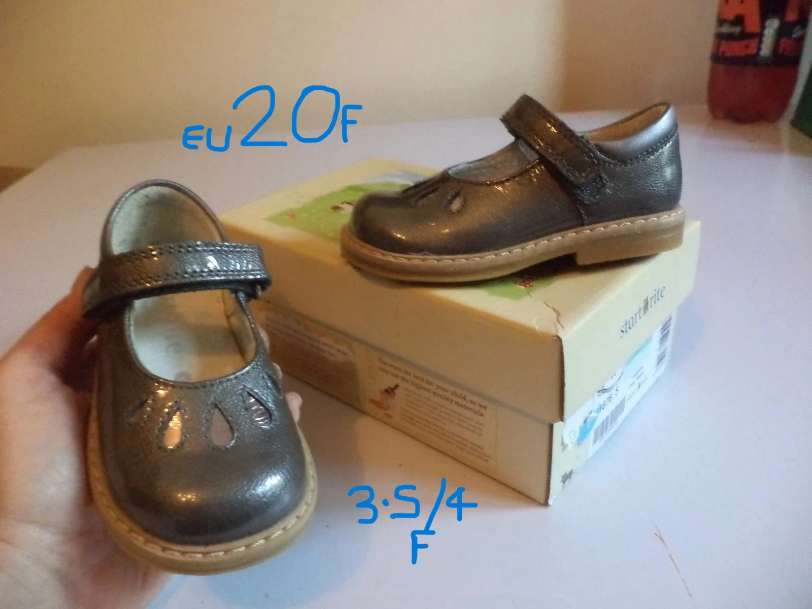 clarks Start-Rite Girls Tamara grey patent leather Shoes sandals 3.5 4 20 20F
