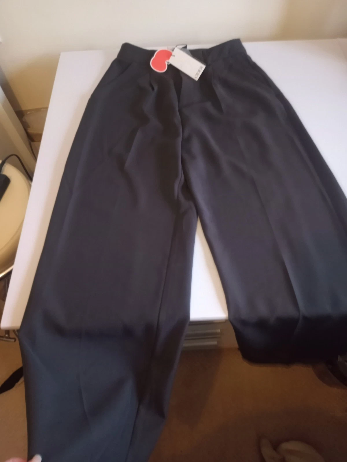 BNWT Cider Women’s Grey Wide Leg tailored smart Trousers medium 10 12