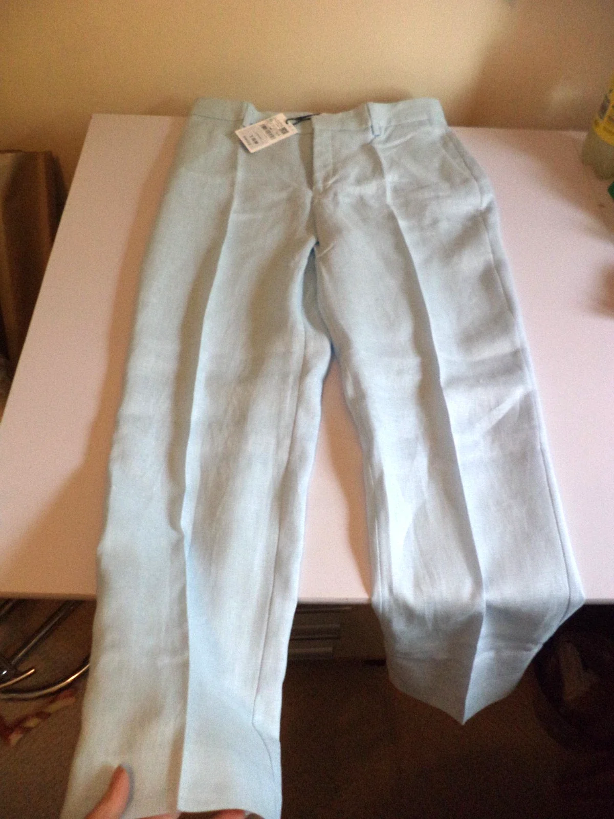BNWT Mango MNG light blue Linen women's smart Trousers Size Eur 36 uk 8 RRP £50