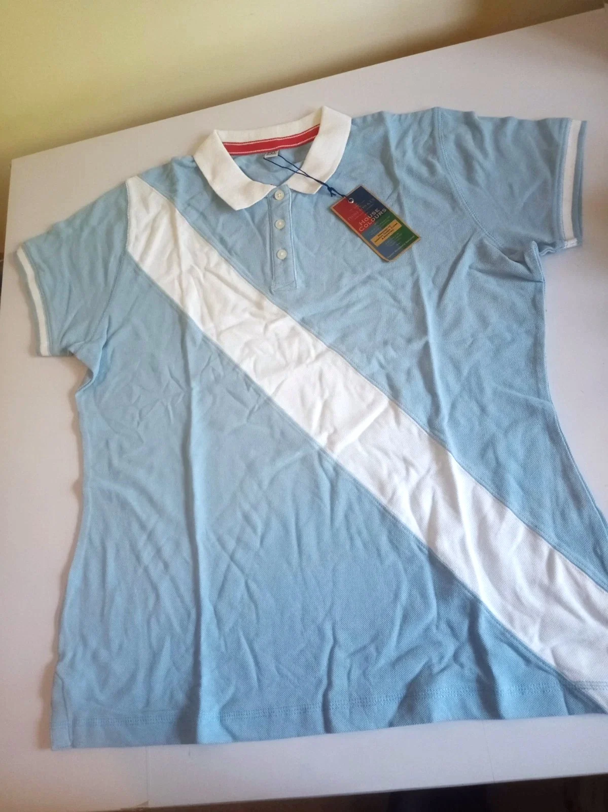 Front Row house colours Women's Polo top T shirt Size XXL 14 16 18 white blue