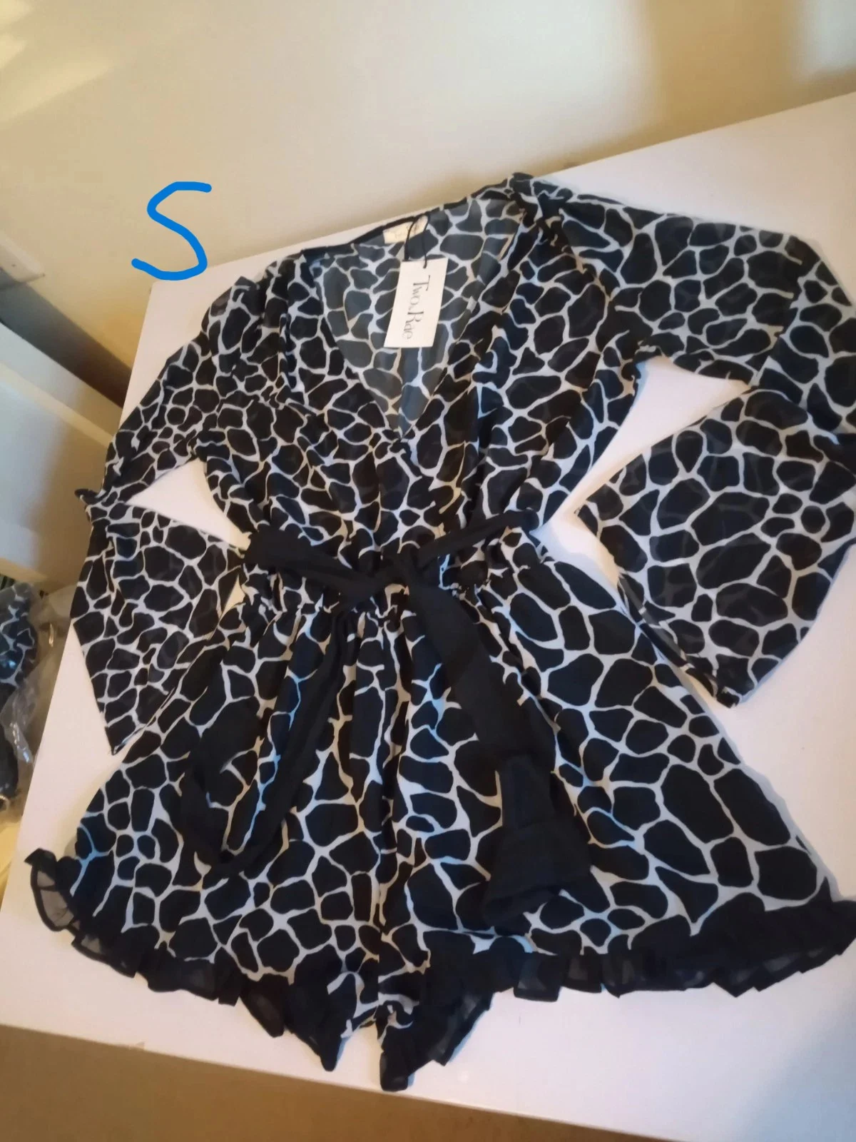 BNWT Two & Rae sheer black white bikini beach cover up playsuit S size 8 10