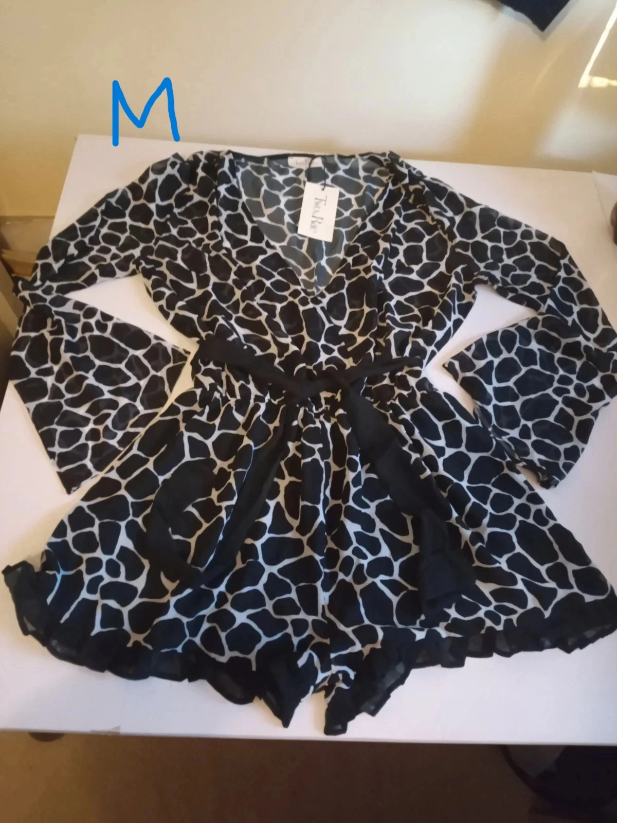 BNWT Two & Rae sheer black white bikini beach cover up playsuit M size 12 14
