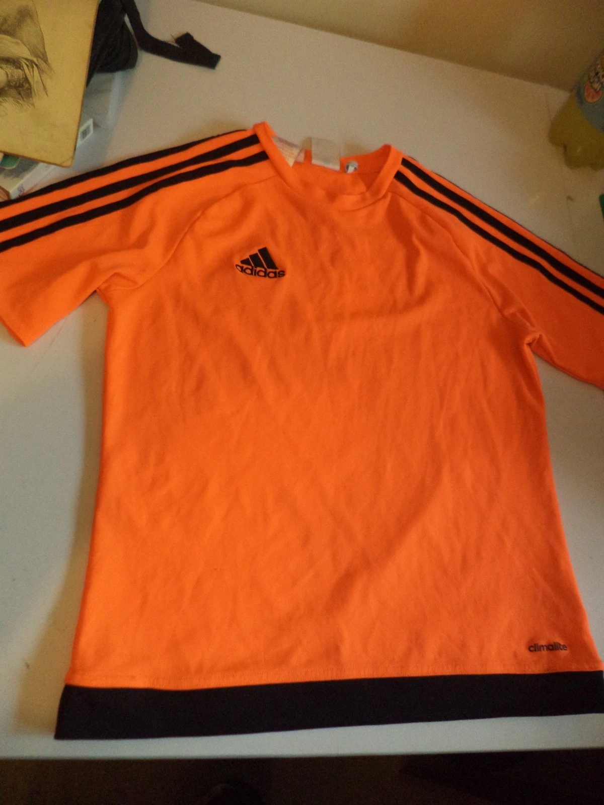 ADIDAS orange climalite T Shirt Training Top Boys kids Size 13-14 years football goalkeeper