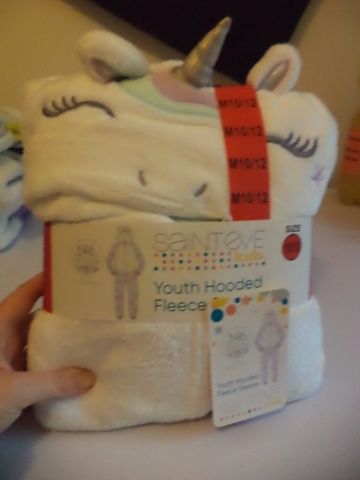BNWT Kids onesie Youth Hooded Fleece Sleeper m age 10-12 unicorn one piece girls boys