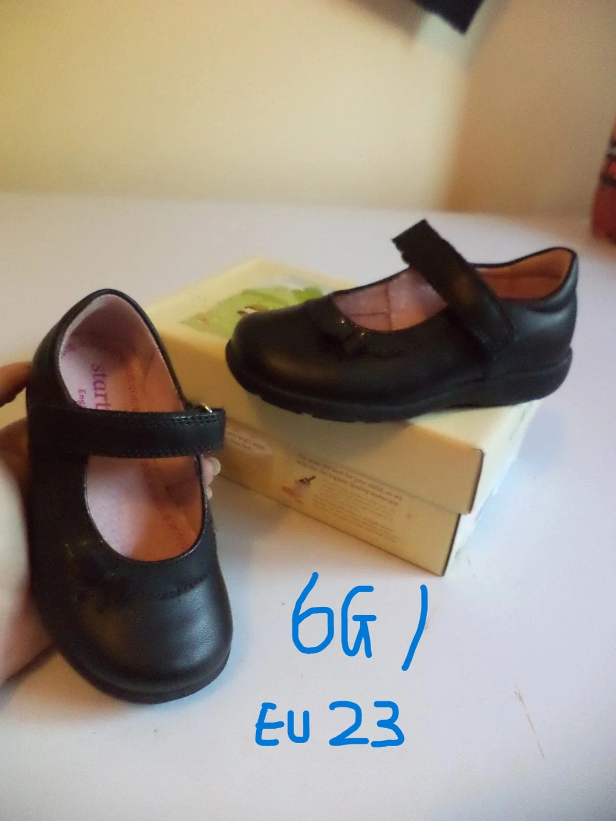 clarks Start-Rite Girls maria black leather school Shoes size 6 6G EU23