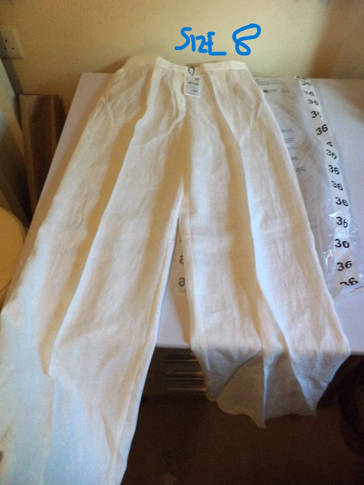BNWT Mango MNG White Linen women's smart Trousers Size Eur 36 uk 8 RRP £60