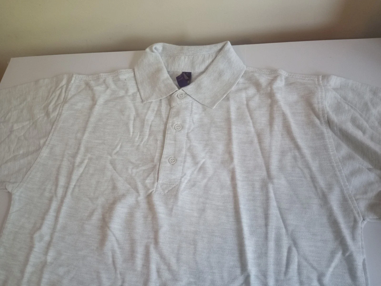 new grey marl ash medium Poly Cotton Pique Polo t Shirt Henbury men's women's