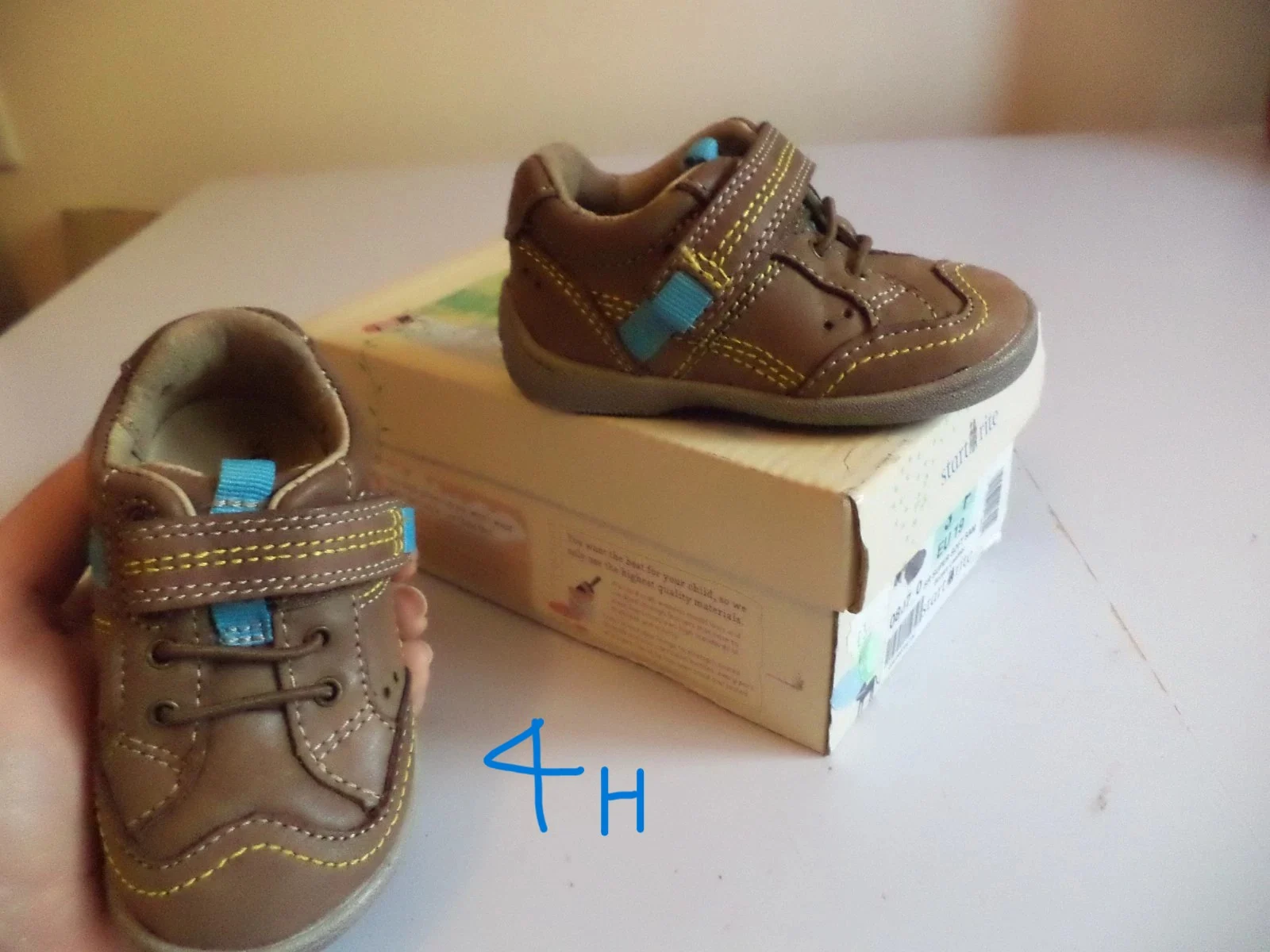 clarks boys girls start-rite soft sam brown leather Shoes baby size 4 4H EU 20
