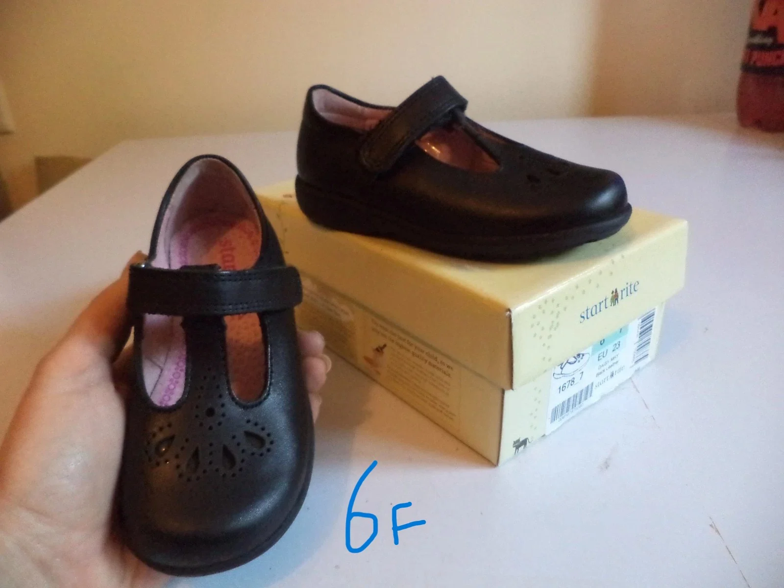 clarks Start-Rite Girls daisy may black leather school Shoes size 6 6F EU23