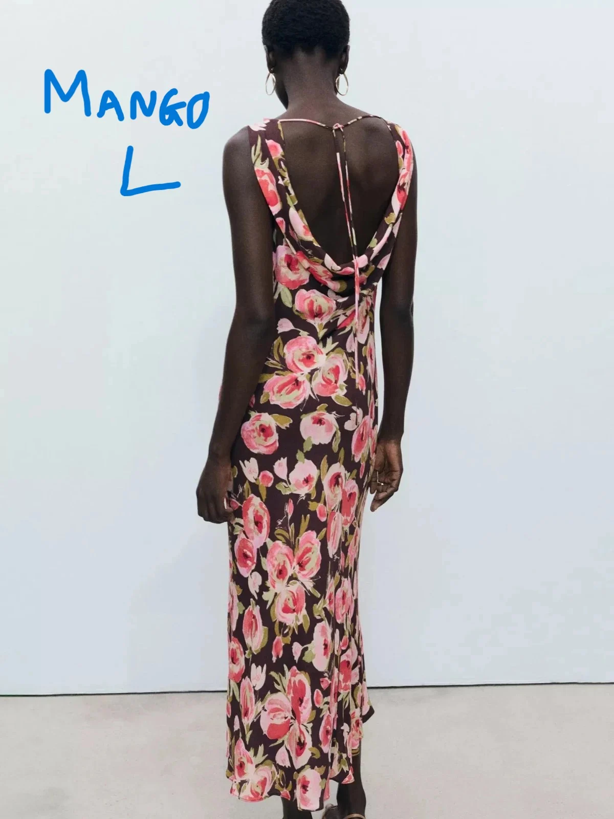 BNWT Mango Floral open back Maxi Dress wedding summer prom evening L size 12